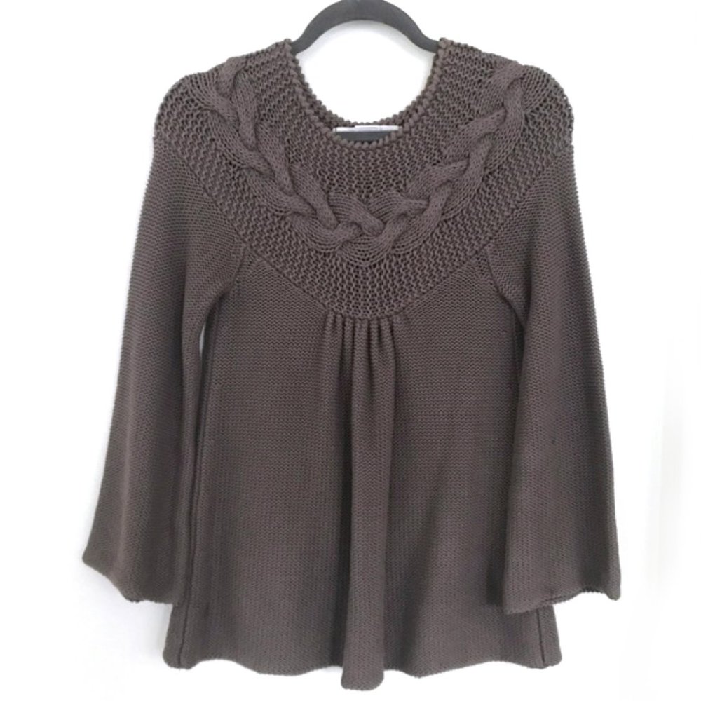 Ulla Johnson Cable Knit Bell Sleeve Sweater